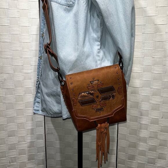 CatchFly Studios Boho Western Crossbody Purse Fringe Braided Tassel Rodeo - Picture 2 of 16